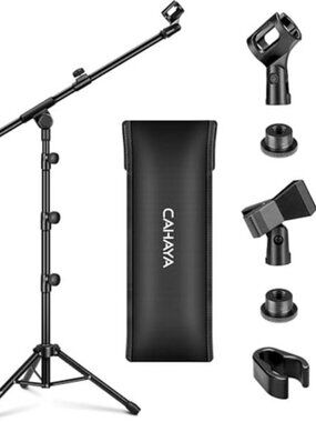 Mic Stand Floor Adjustable - Tripod Boom Arm Microphone Stand with Carrying Bag